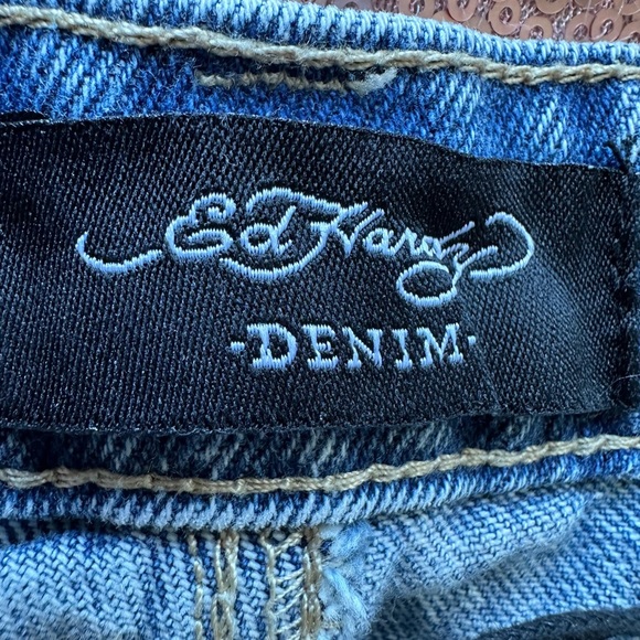 Ed Hardy Baggy Jeans Light Wash Sz 30 Full Print Back Side Y2K 90s Vibes, Rare - Picture 5 of 12